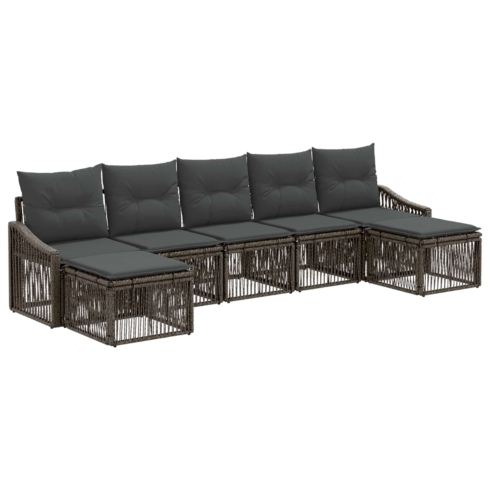 Tuinbankenset 7 pcs Grijs poly rattan