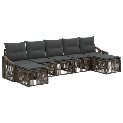Tuinbankenset 7 pcs Grijs poly rattan