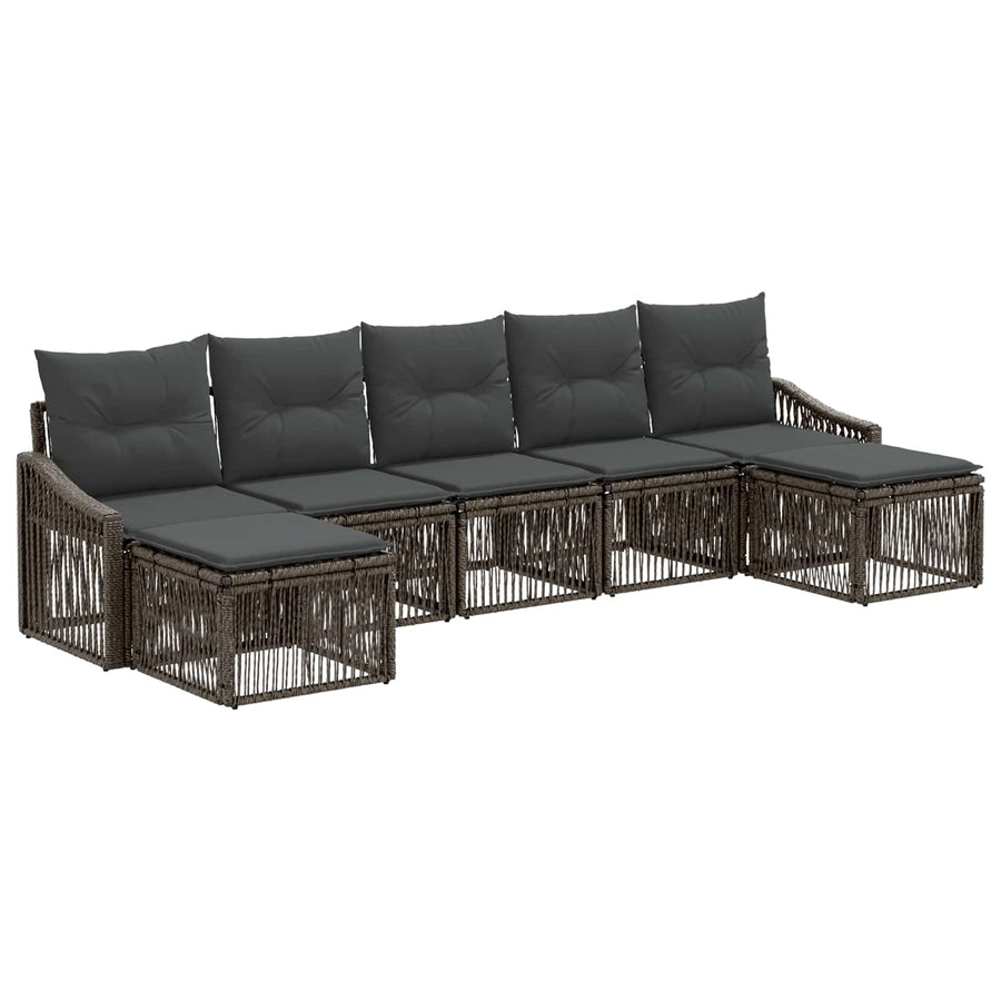 Tuinbankenset 7 pcs Grijs poly rattan