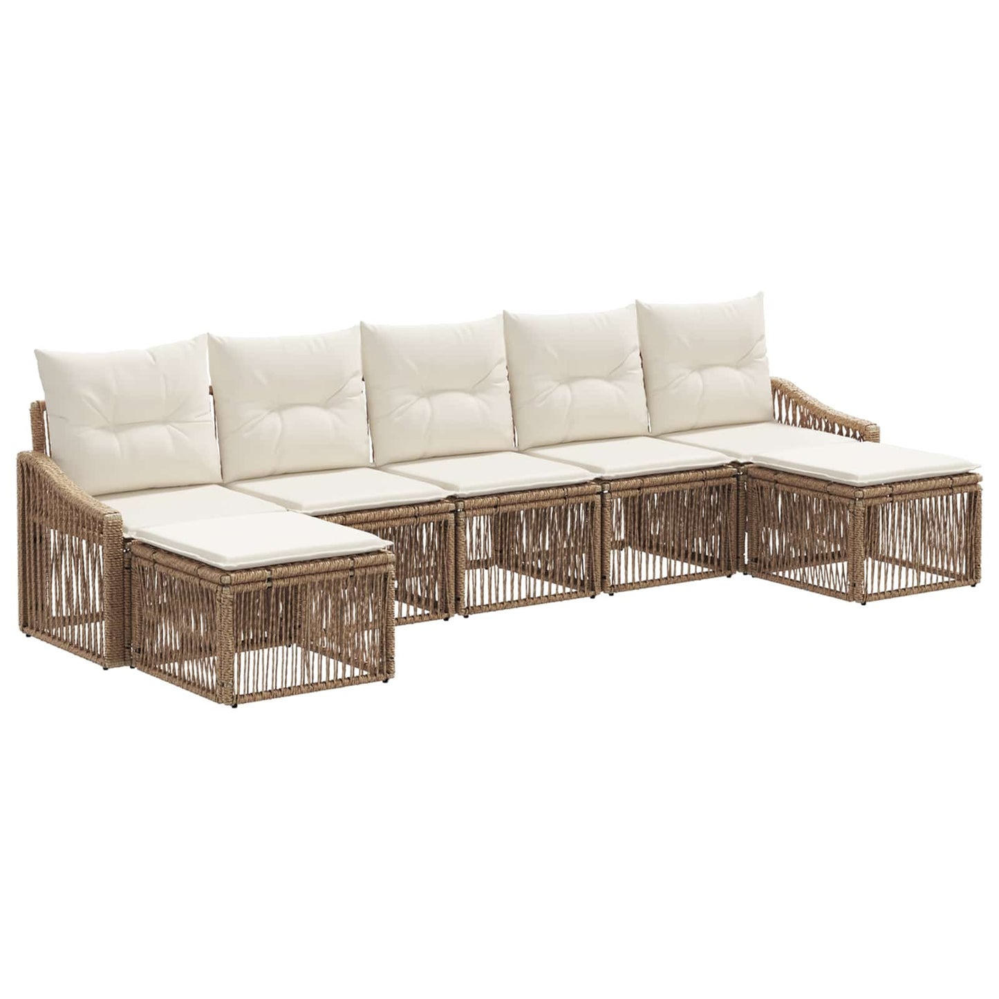 Tuinbankenset 7 pcs Beige poly rattan