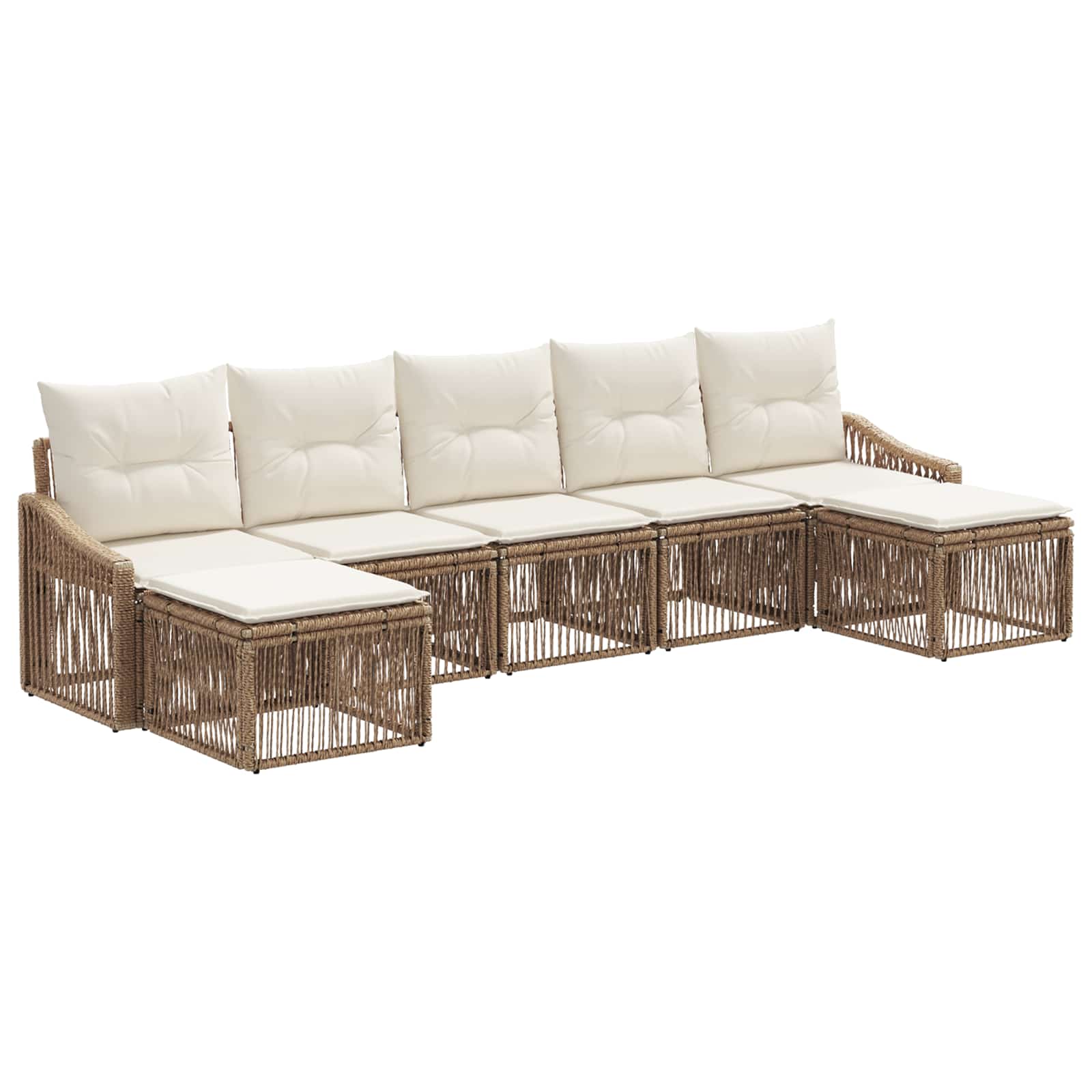 Tuinbankenset 7 pcs Beige poly rattan