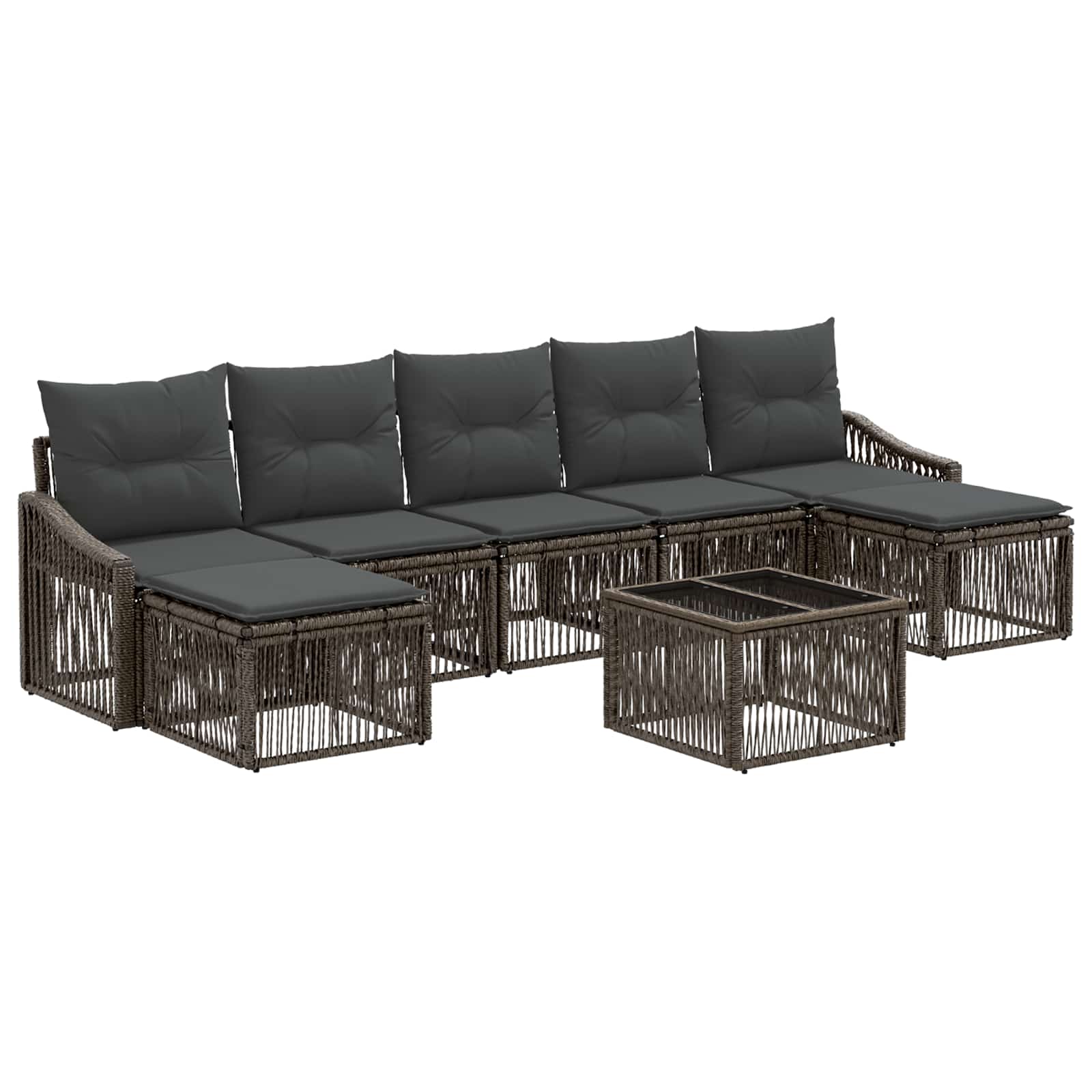 Tuinbankenset 8 pcs Grijs poly rattan