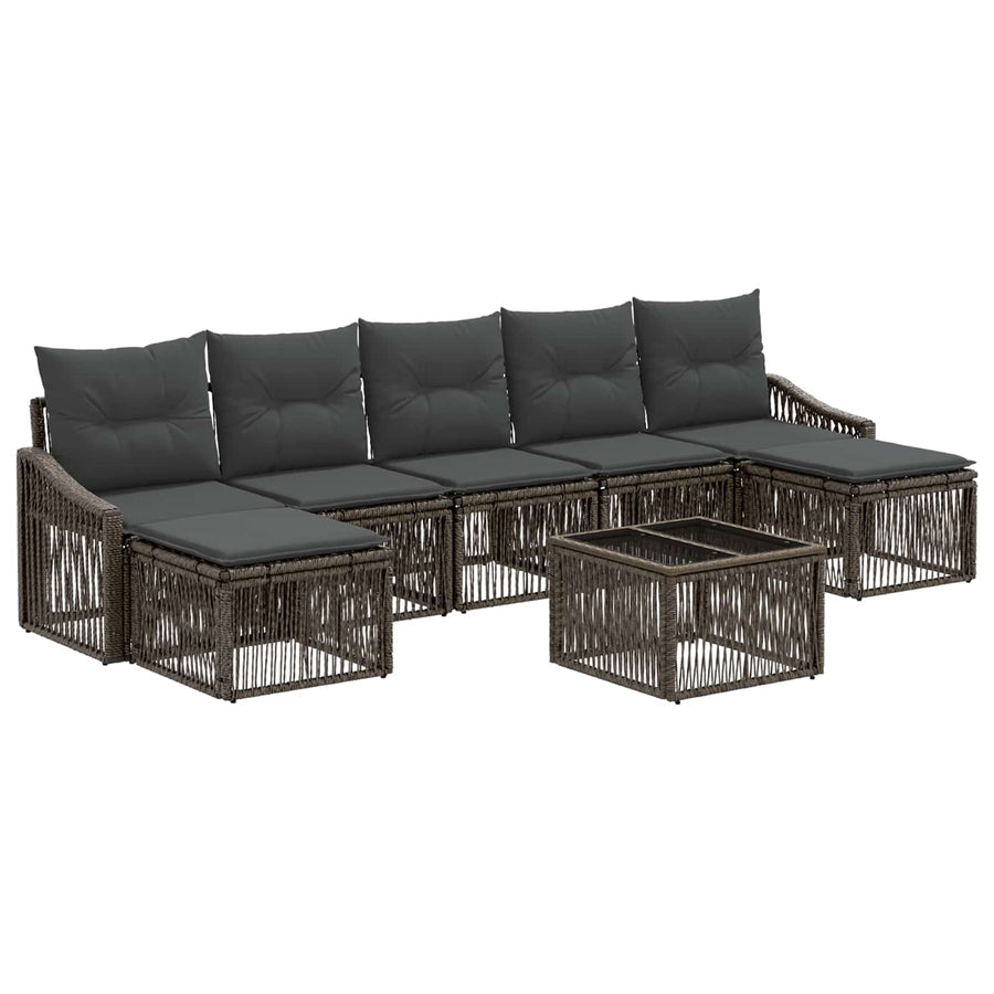Tuinbankenset 8 pcs Grijs poly rattan