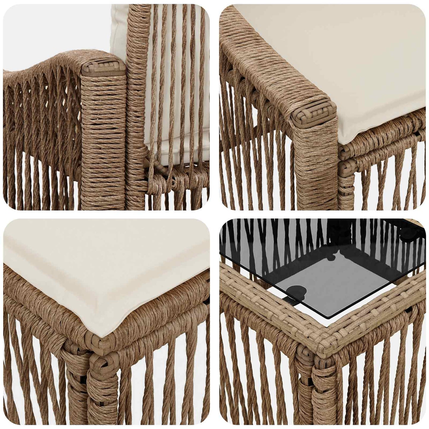 Tuinbankenset 8 pcs Beige poly rattan