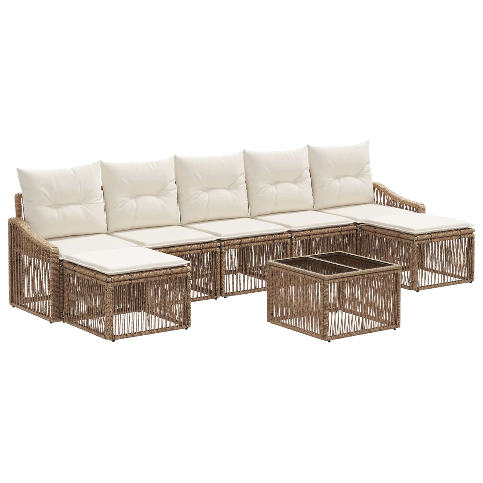 Tuinbankenset 8 pcs Beige poly rattan