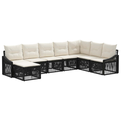 Tuinbankenset 8 pcs Zwart poly rattan