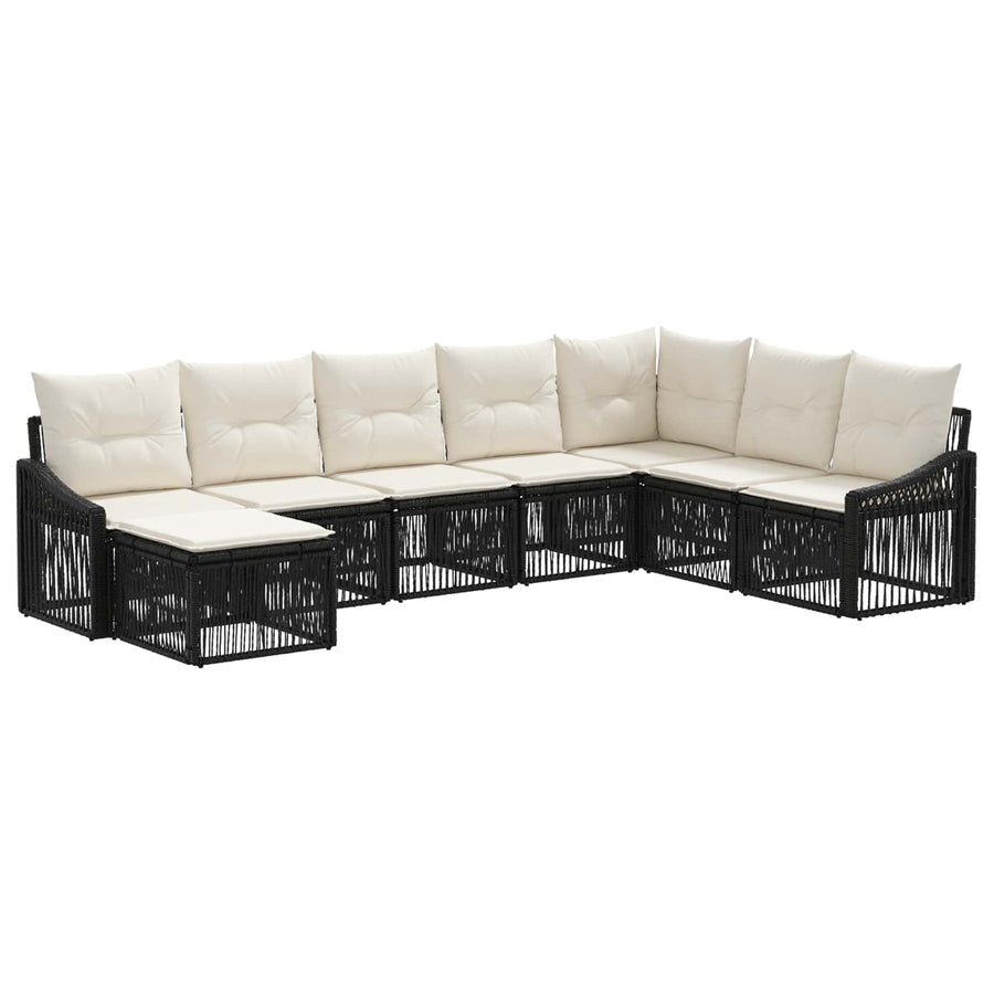 Tuinbankenset 8 pcs Zwart poly rattan