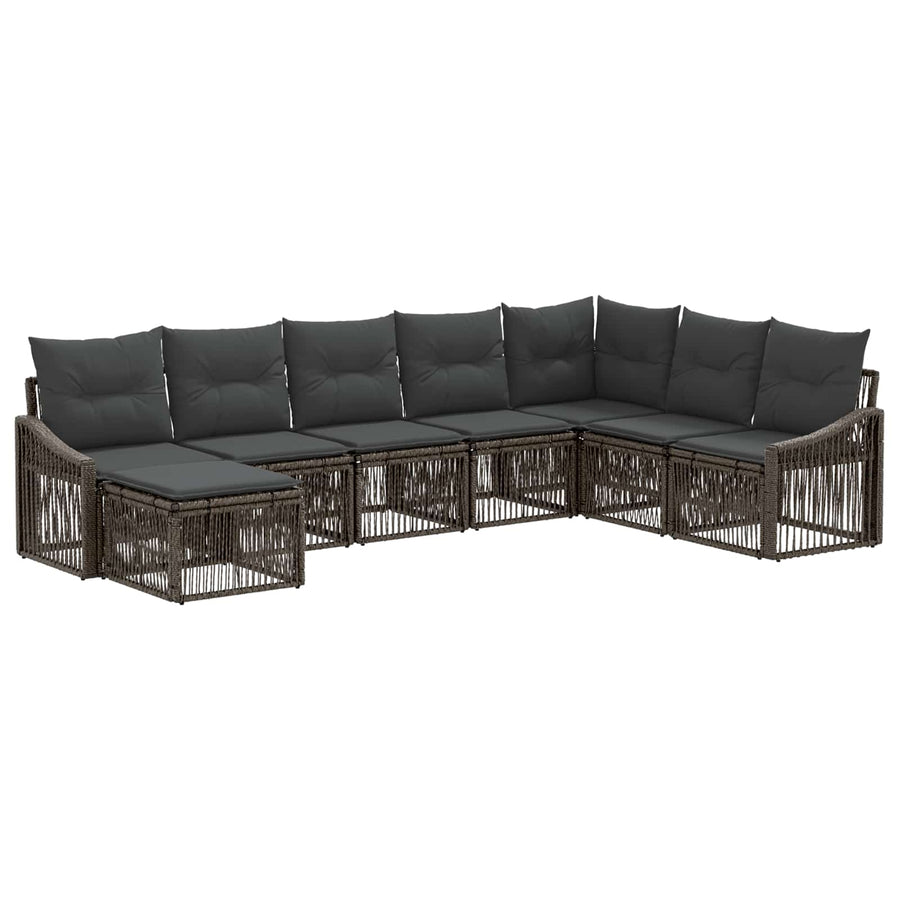 Tuinbankenset 8 pcs Grijs poly rattan