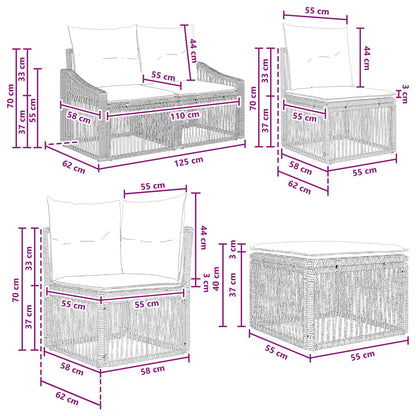 Tuinbankenset 8 pcs Grijs poly rattan