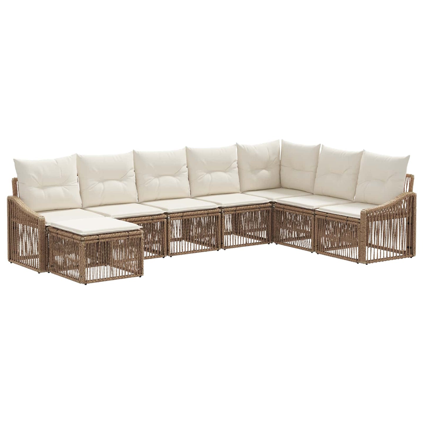Tuinbankenset 8 pcs Beige poly rattan