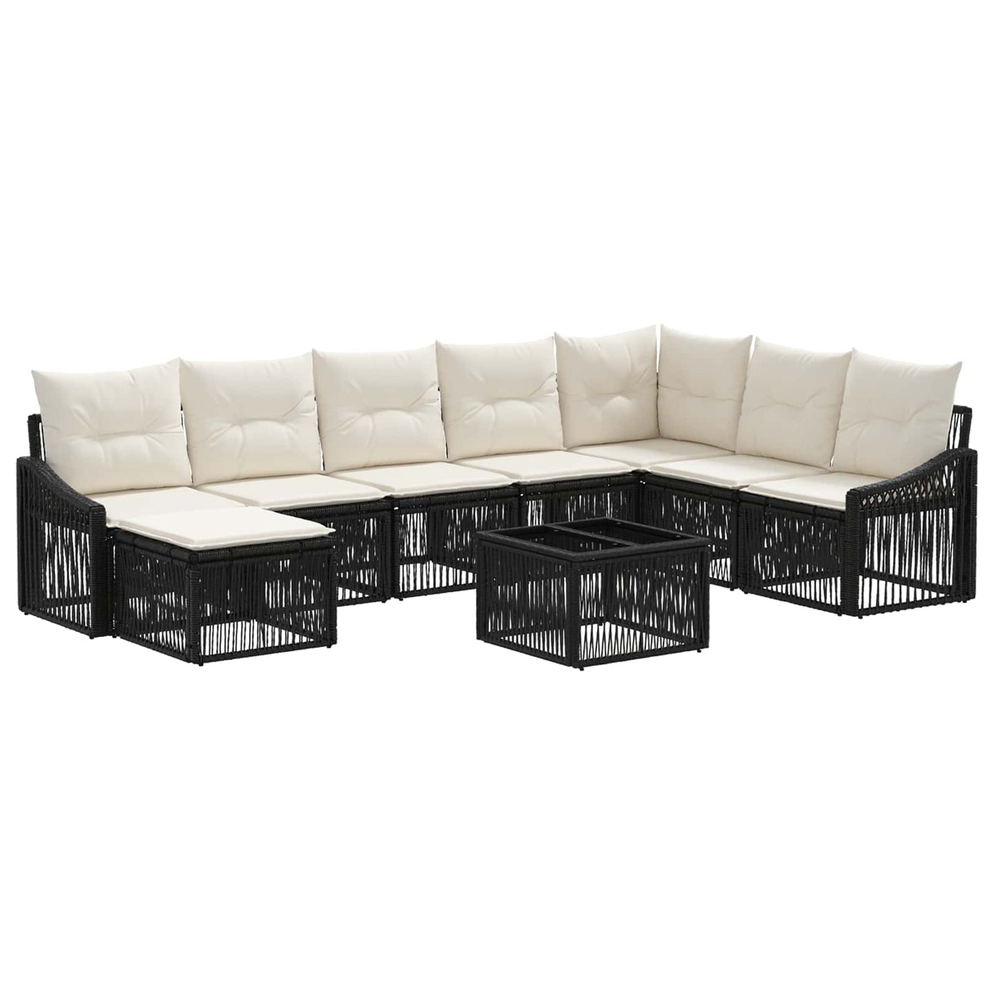 Tuinbankenset 9 pcs Zwart poly rattan