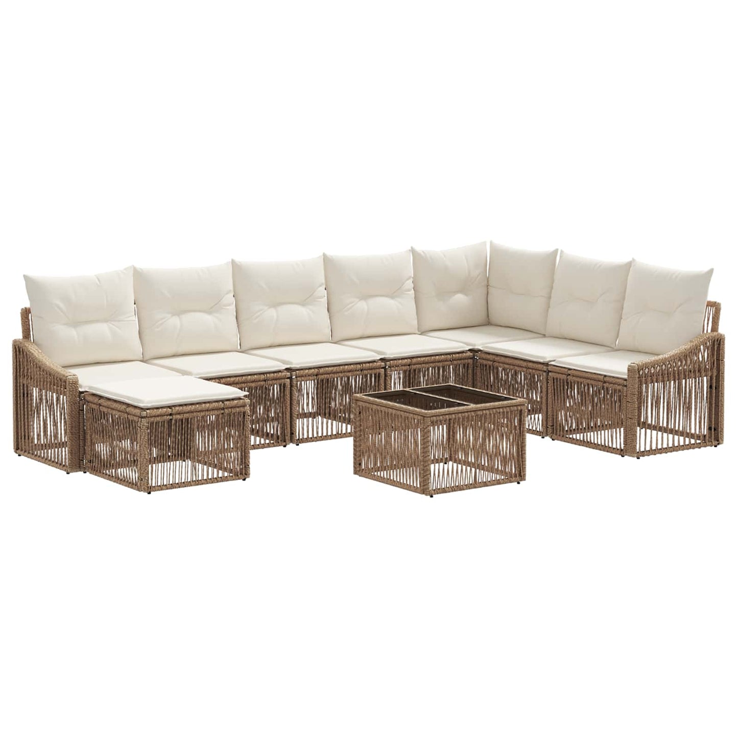 Tuinbankenset 9 pcs Beige poly rattan