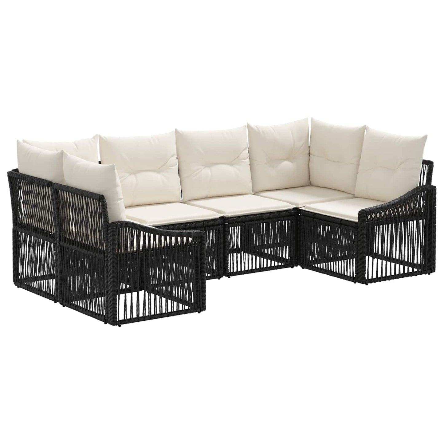 Tuinbankenset 6 st 6-Aantal zitplaatsen Zwart poly rattan