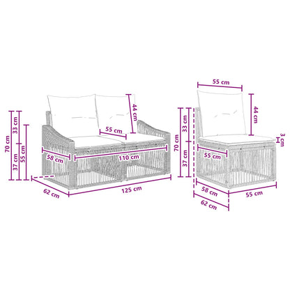 Tuinbankenset 6 st 6-Aantal zitplaatsen Zwart poly rattan