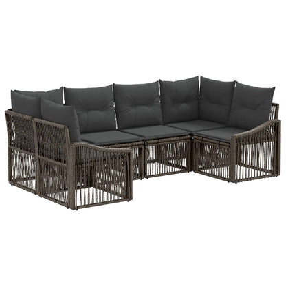 Tuinbankenset 6 st 6-Aantal zitplaatsen Grijs poly rattan