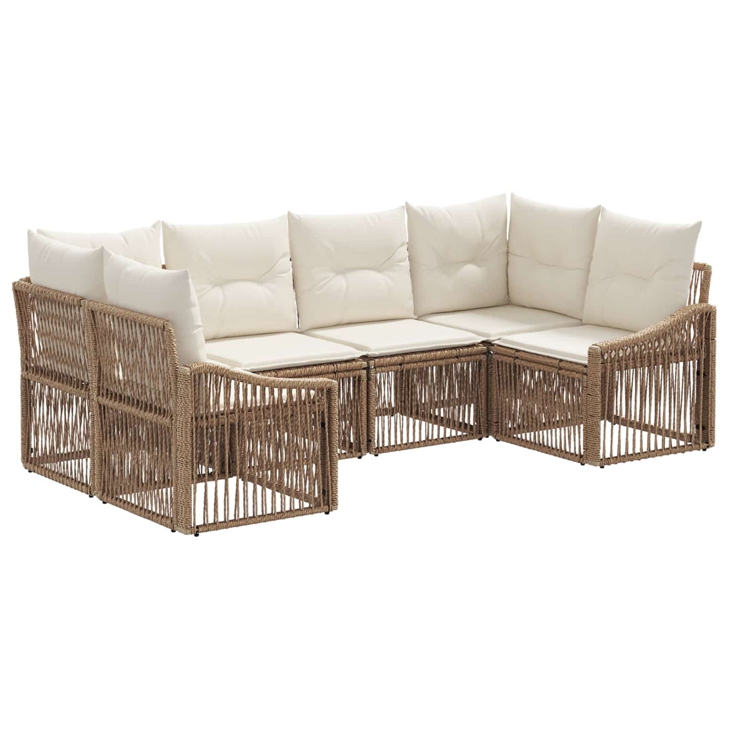 Tuinbankenset 6 st 6-Aantal zitplaatsen Beige poly rattan