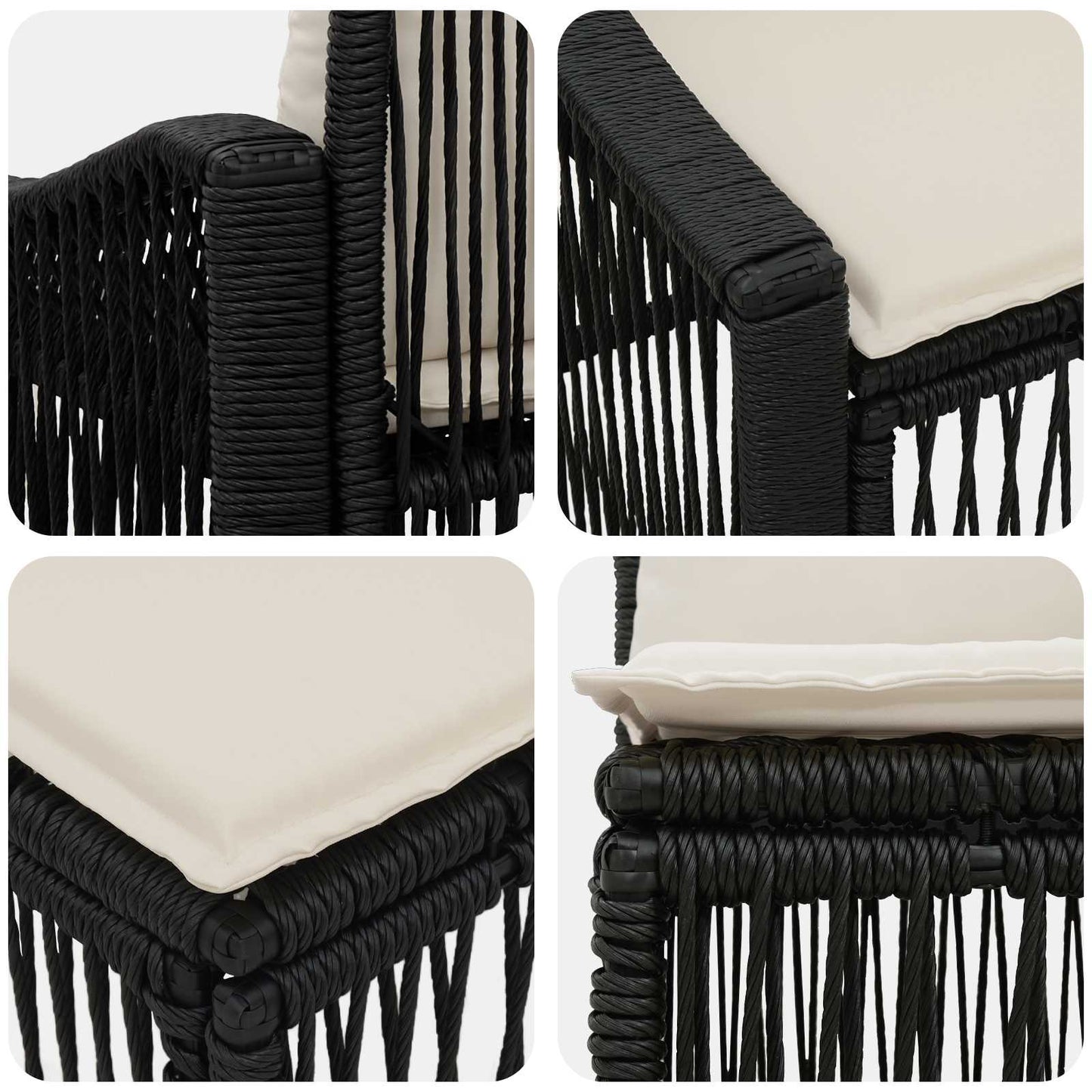 Tuinbankenset 7 st 7-Aantal zitplaatsen Zwart poly rattan