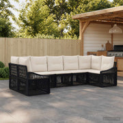 Tuinbankenset poly rattan zwart 7-zits