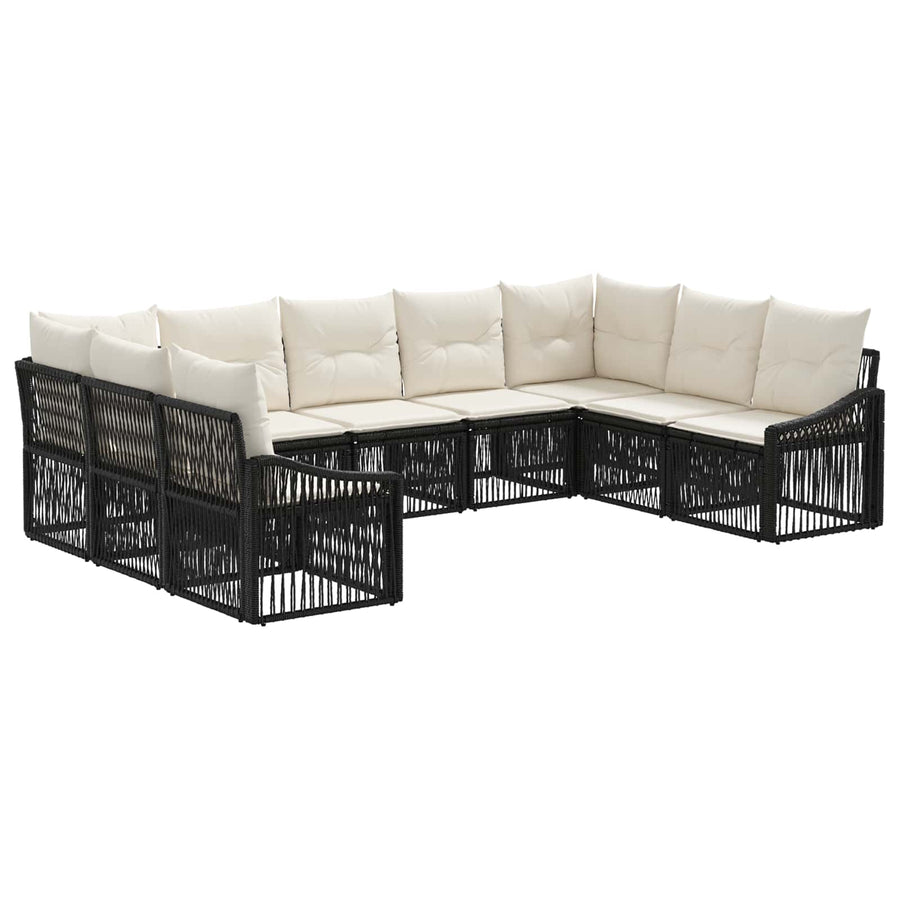 Tuinbankenset 9 pcs Zwart poly rattan