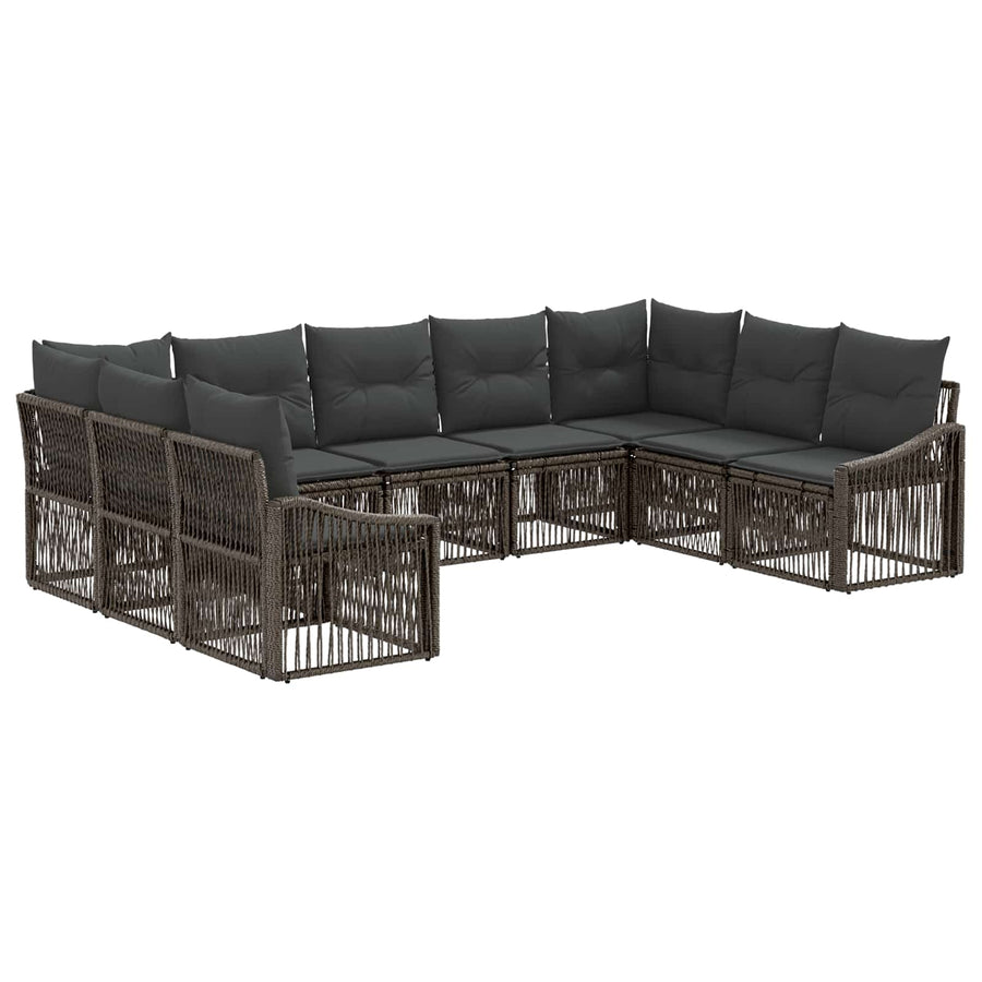 Tuinbankenset 9 pcs Grijs poly rattan