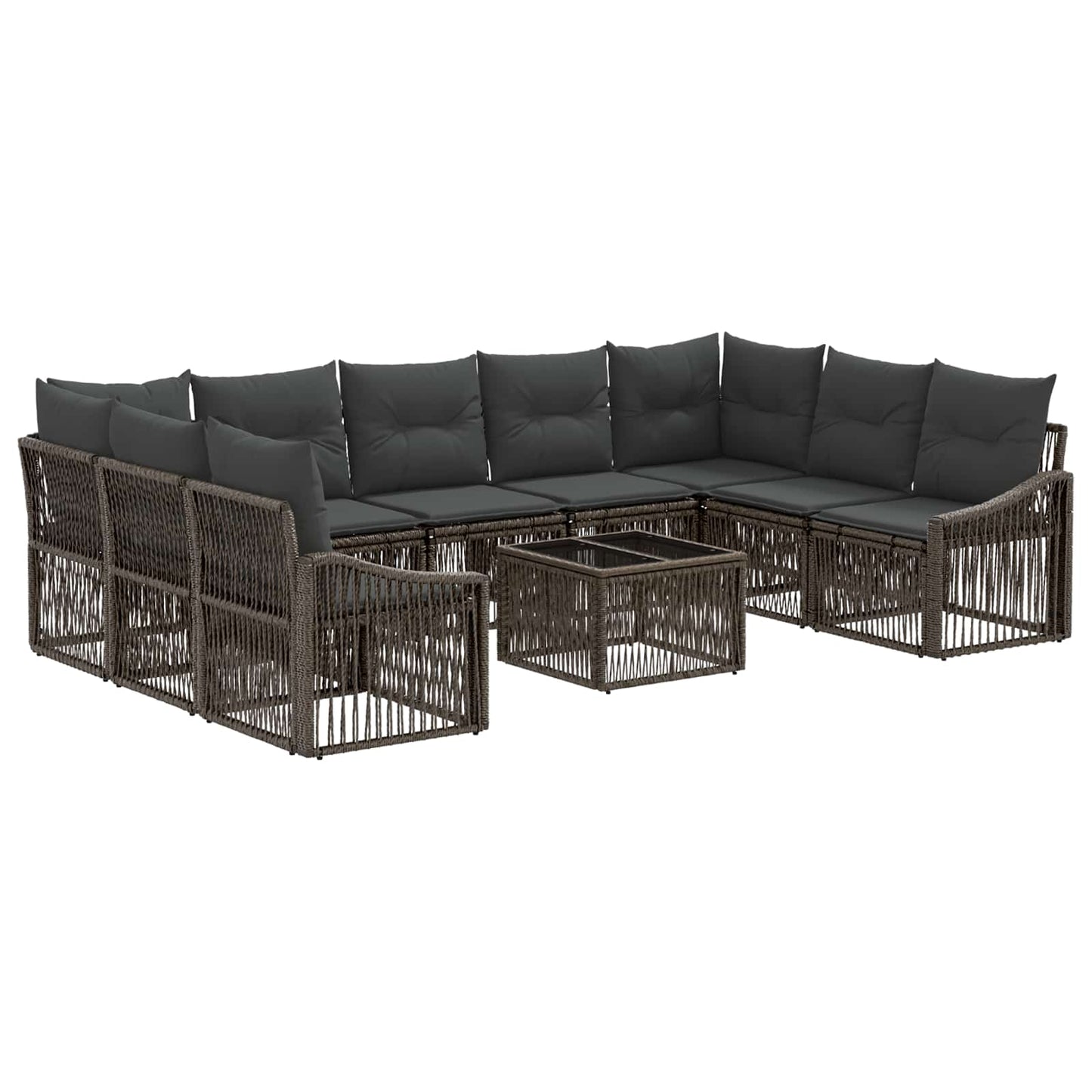 Tuinbankenset 10 pcs Grijs poly rattan
