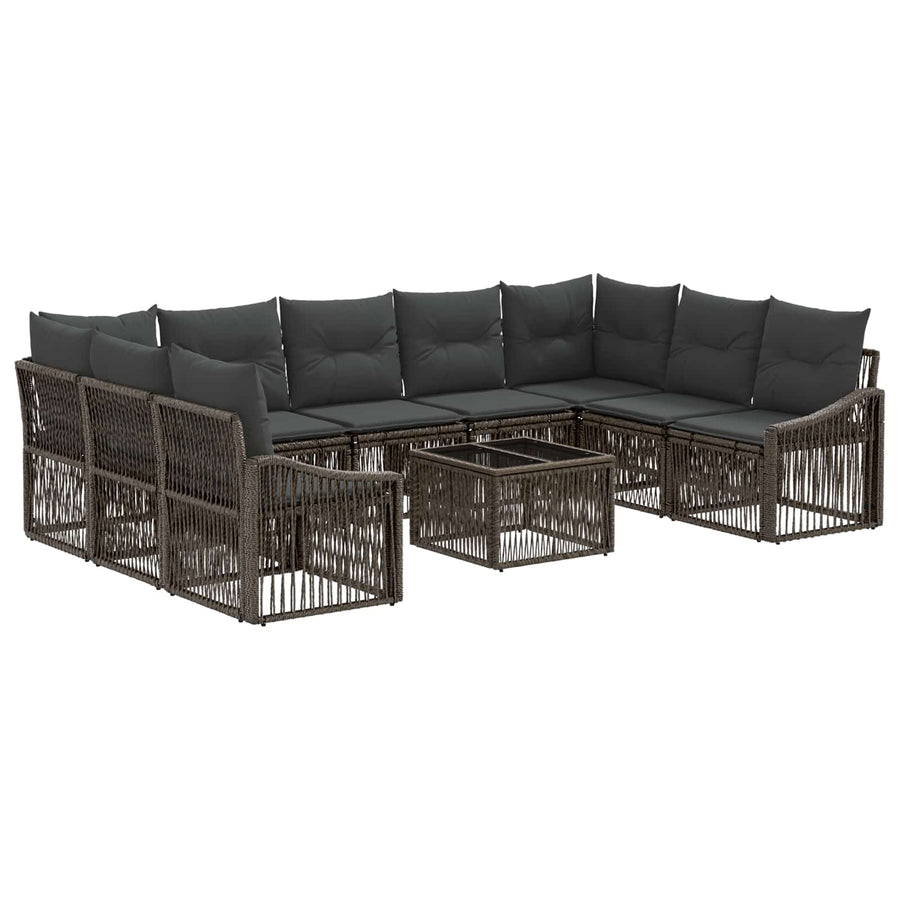 Tuinbankenset 10 pcs Grijs poly rattan