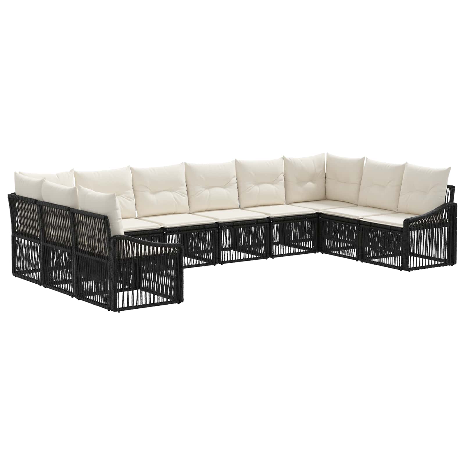 Tuinbankenset 10 pcs Zwart poly rattan