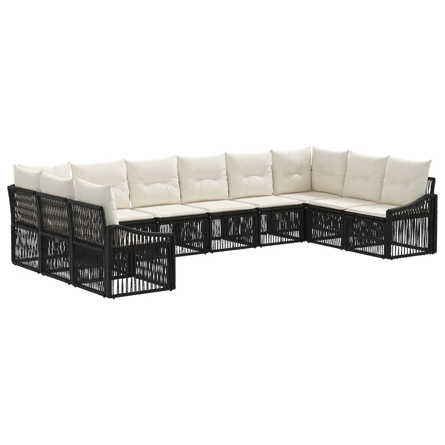 Tuinbankenset 10 pcs Zwart poly rattan