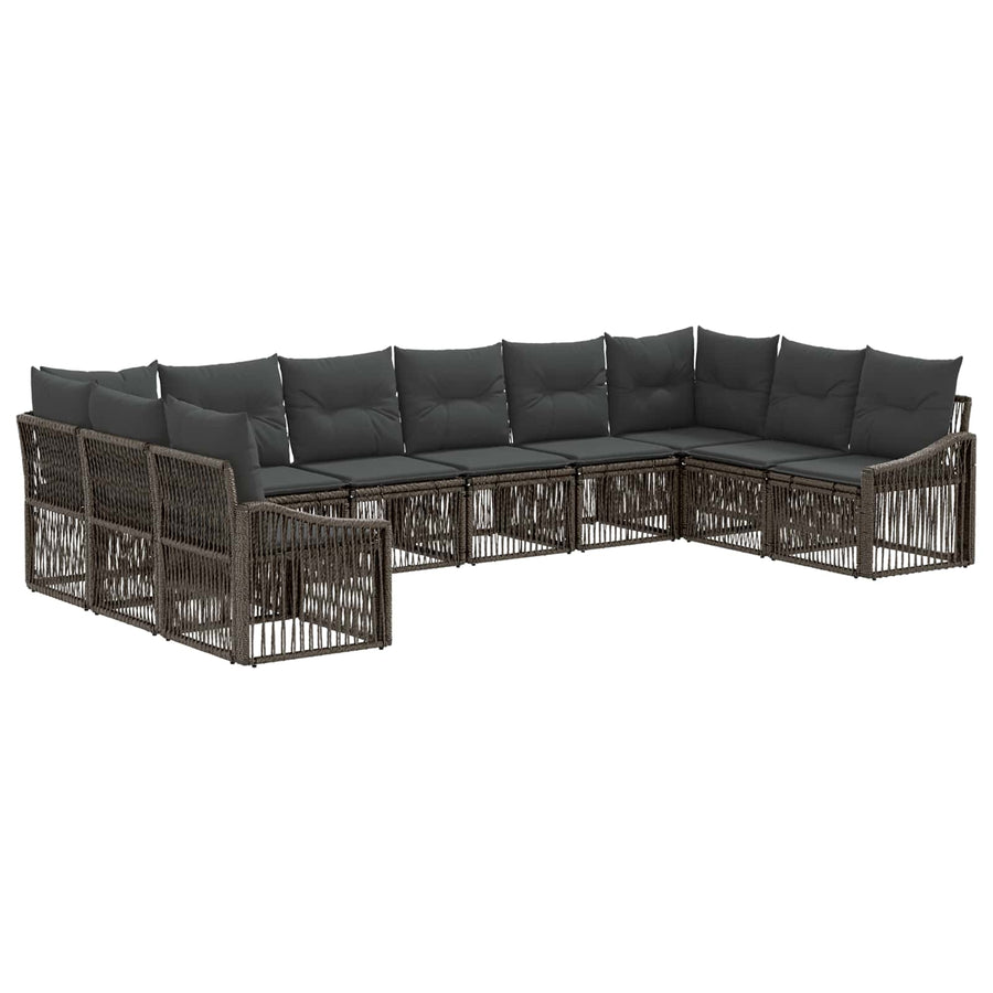 Tuinbankenset 10 pcs Grijs poly rattan