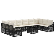 Tuinbankenset poly rattan 10 personen zwart