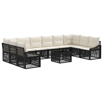 Tuinbankenset 11 pcs Zwart poly rattan