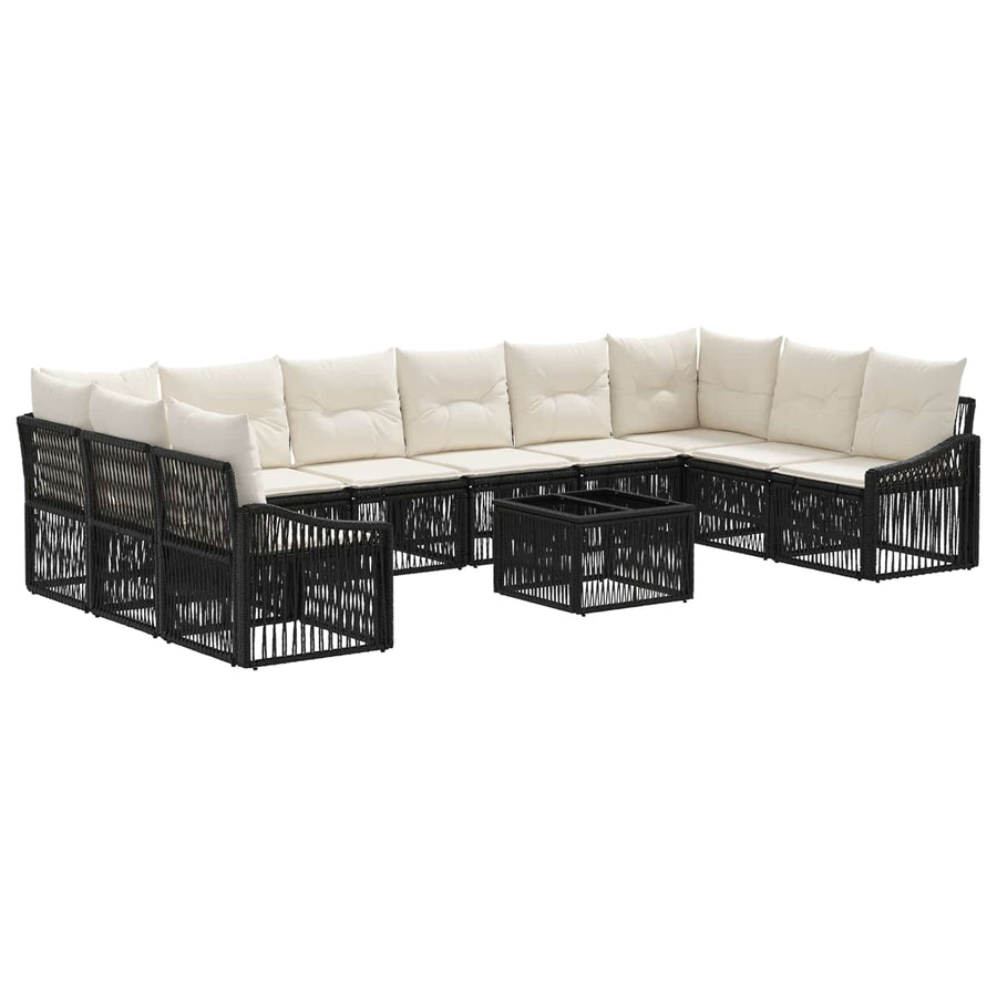 Tuinbankenset 11 pcs Zwart poly rattan