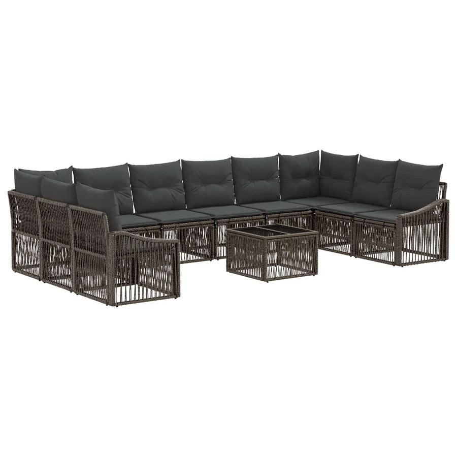 Tuinbankenset 11 pcs Grijs poly rattan
