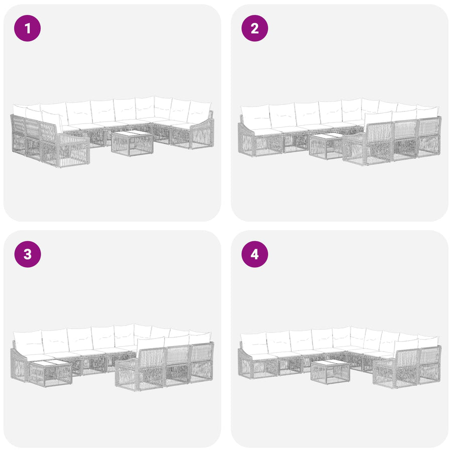 Tuinbankenset 11 pcs Grijs poly rattan