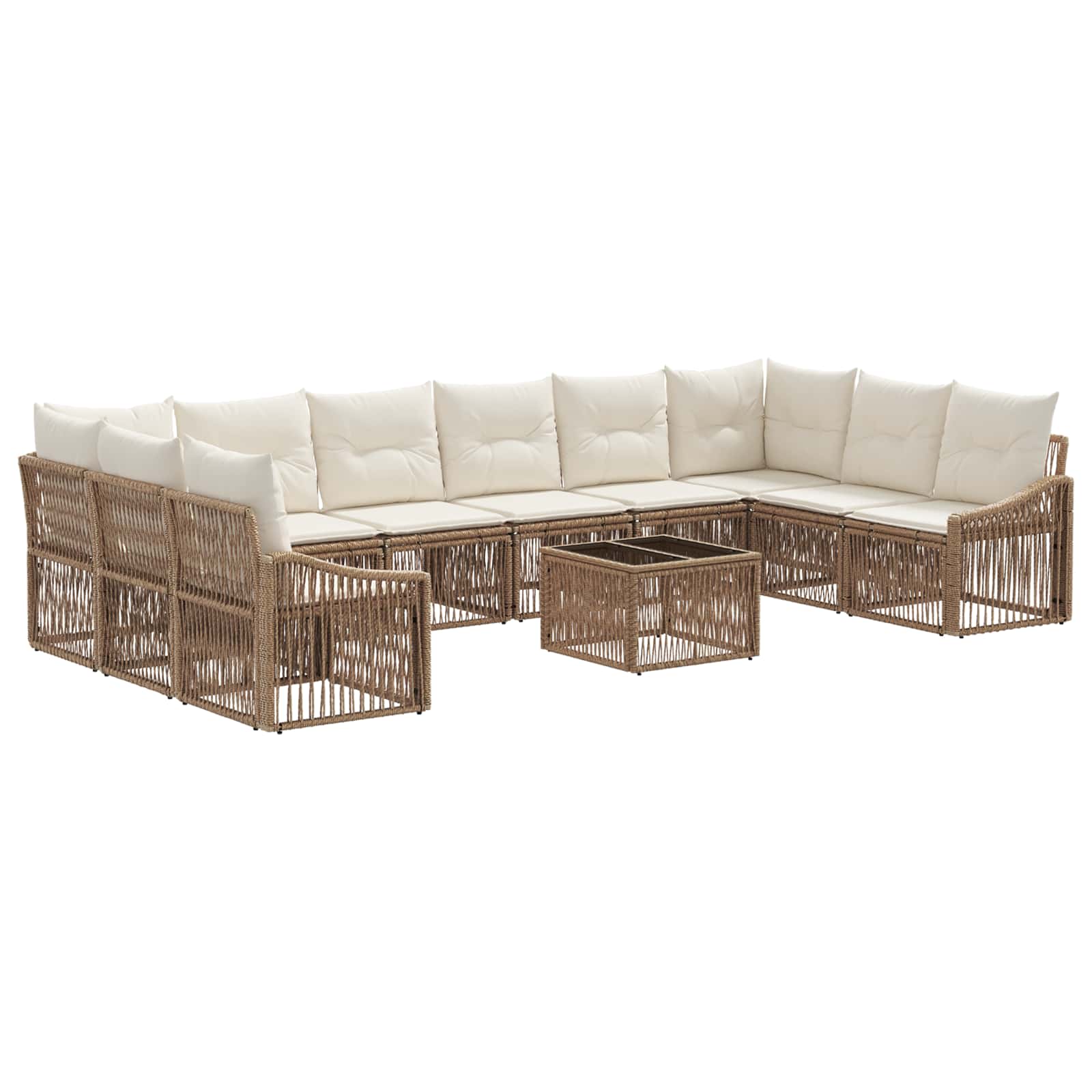 Tuinbankenset 11 pcs Beige poly rattan