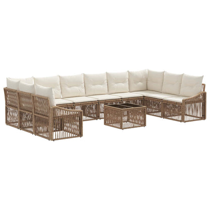 Tuinbankenset 11 pcs Beige poly rattan