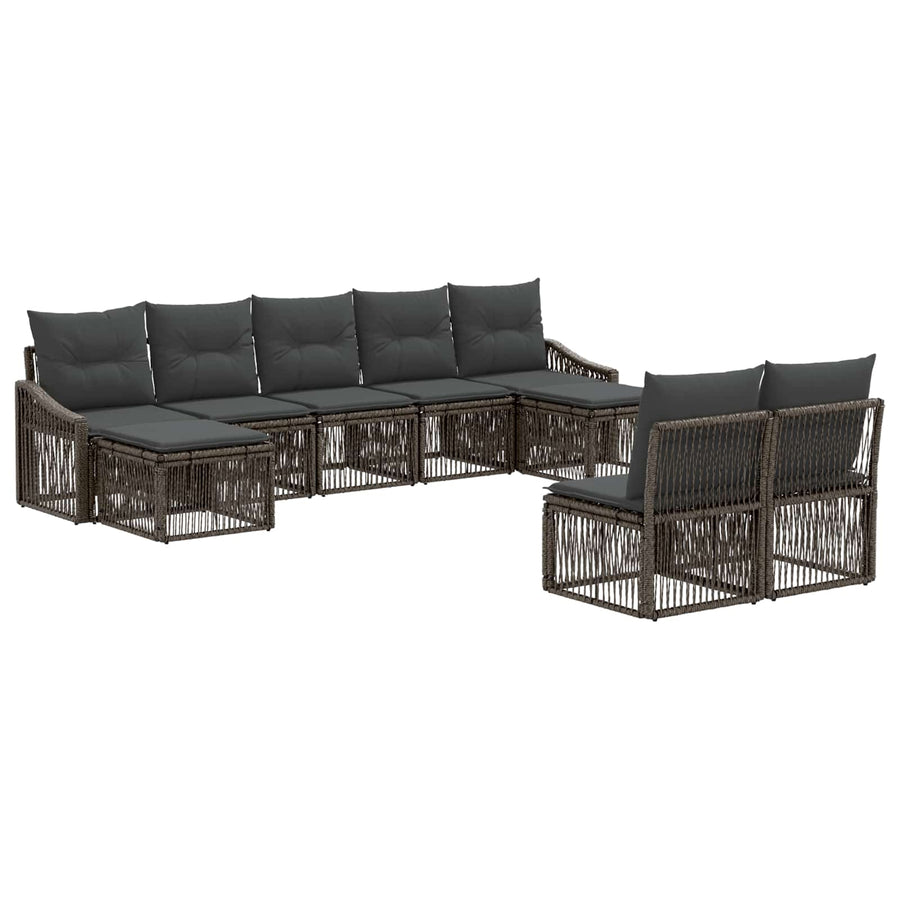 Tuinbankenset 9 pcs Grijs poly rattan