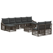 Tuinbankenset poly rattan grijs 10-delig