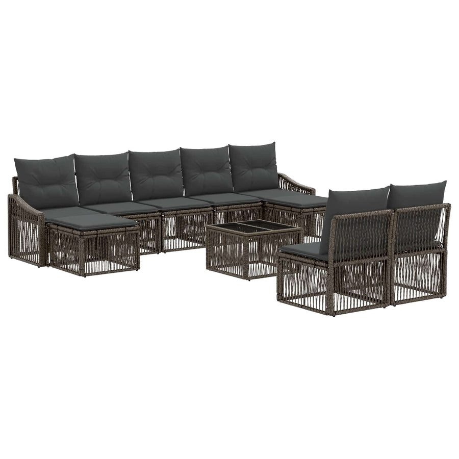 Tuinbankenset 10 pcs Grijs poly rattan