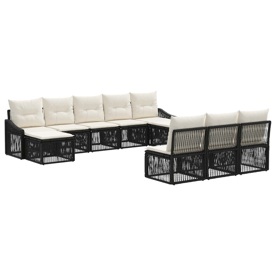 Tuinbankenset 10 pcs Zwart poly rattan