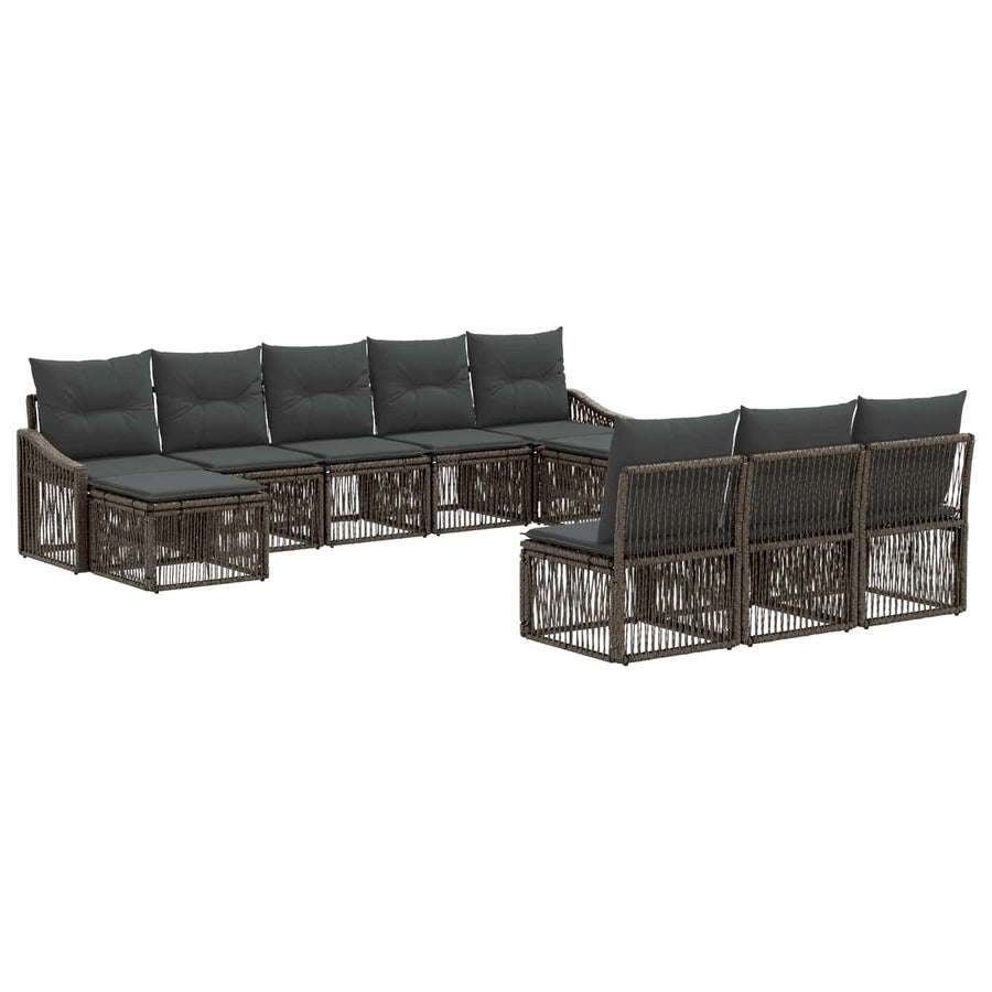 Tuinbankenset 10 pcs Grijs poly rattan