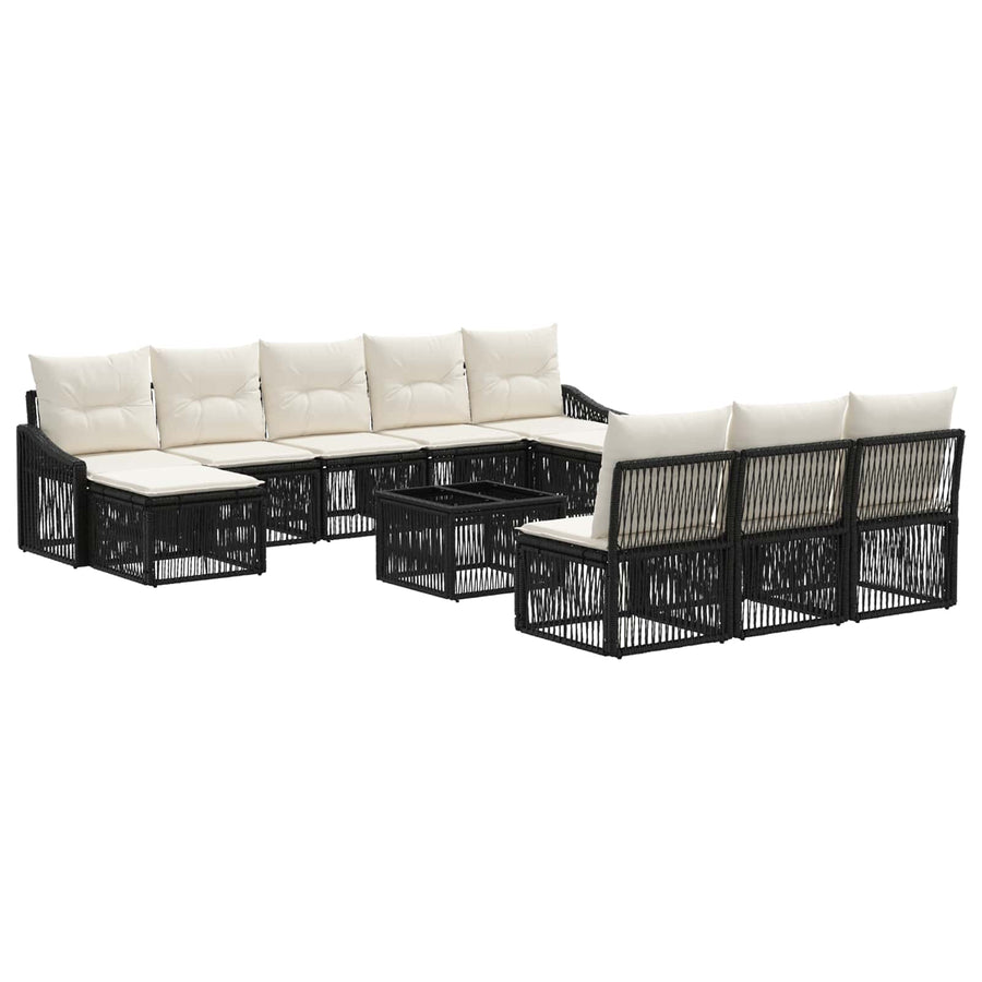 Tuinbankenset 11 pcs Zwart poly rattan
