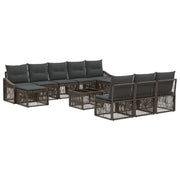Tuinbankenset poly rattan grijs 10 zitplaatsen