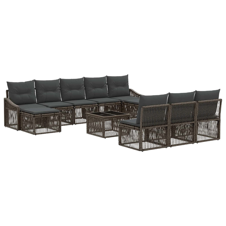 Tuinbankenset 11 pcs Grijs poly rattan
