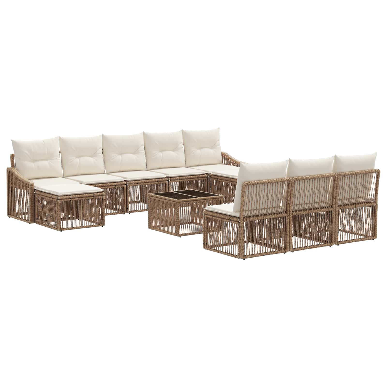 Tuinbankenset 11 pcs Beige poly rattan