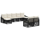 Tuinbankenset poly rattan zwart 9-delig