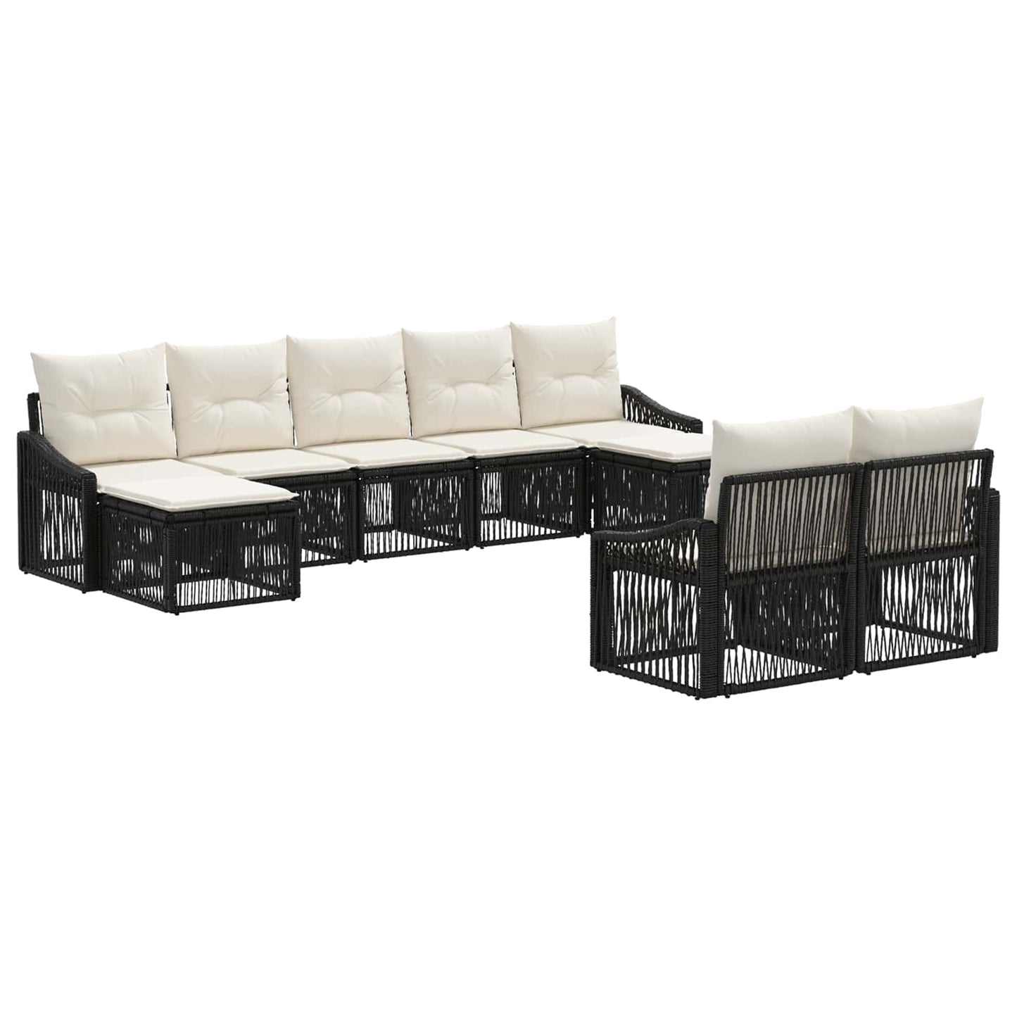Tuinbankenset 9 pcs Zwart poly rattan