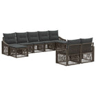 Tuinbankenset poly rattan grijs 9-delig