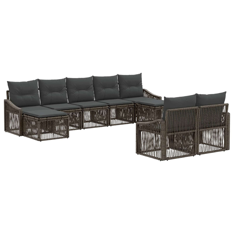 Tuinbankenset 9 pcs Grijs poly rattan