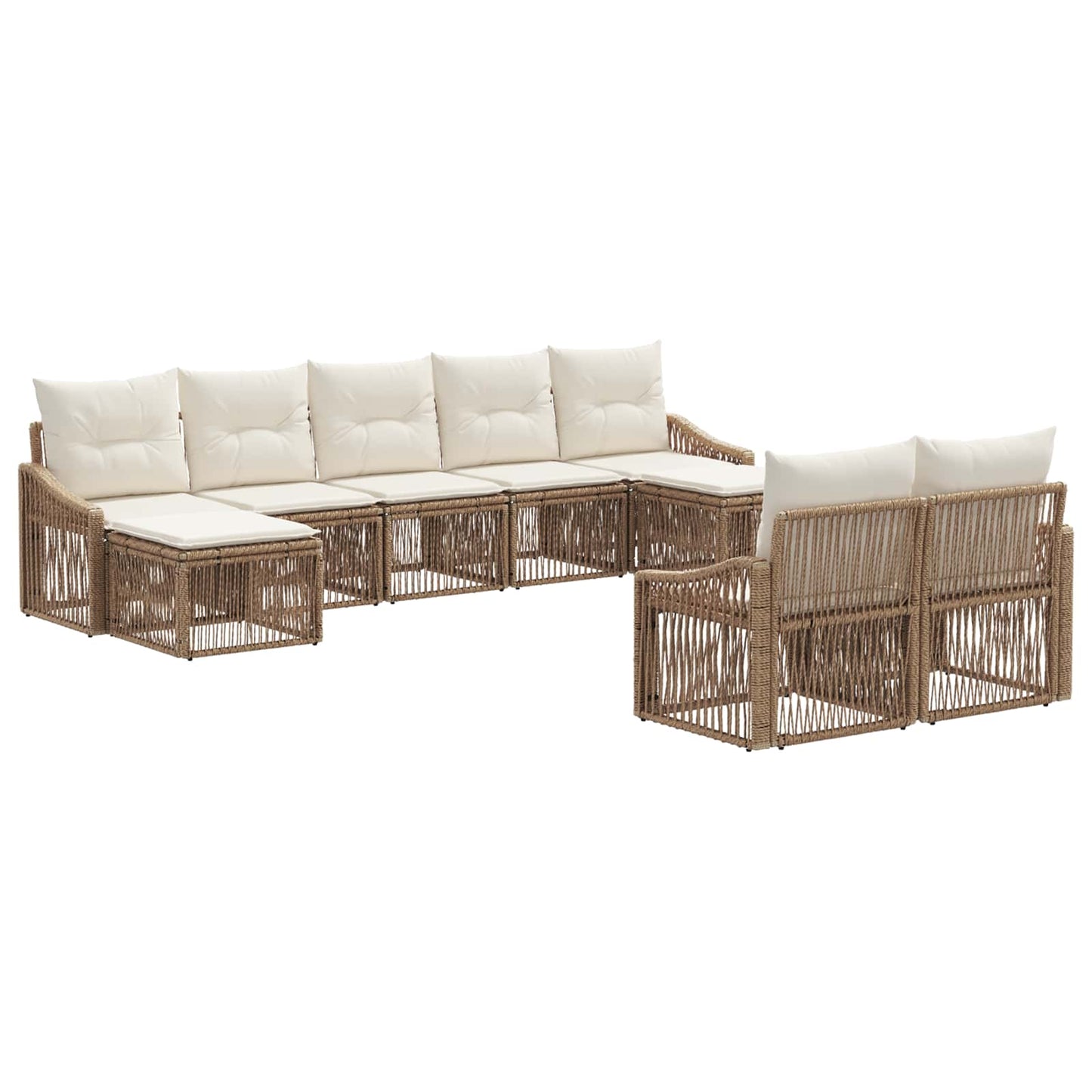 Tuinbankenset 9 pcs Beige poly rattan